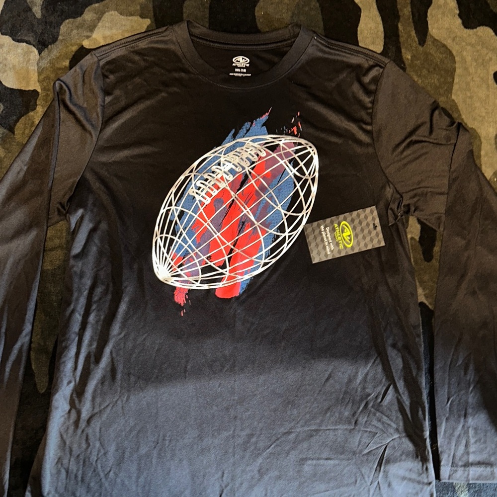 Black Long Sleeve Shirt with Football Graphic